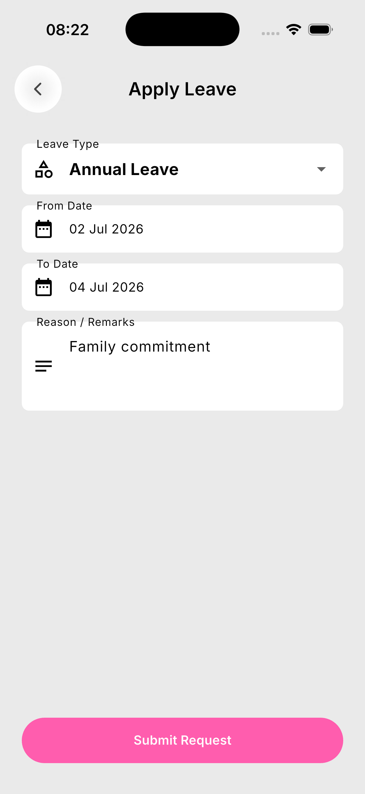 Apply leave form