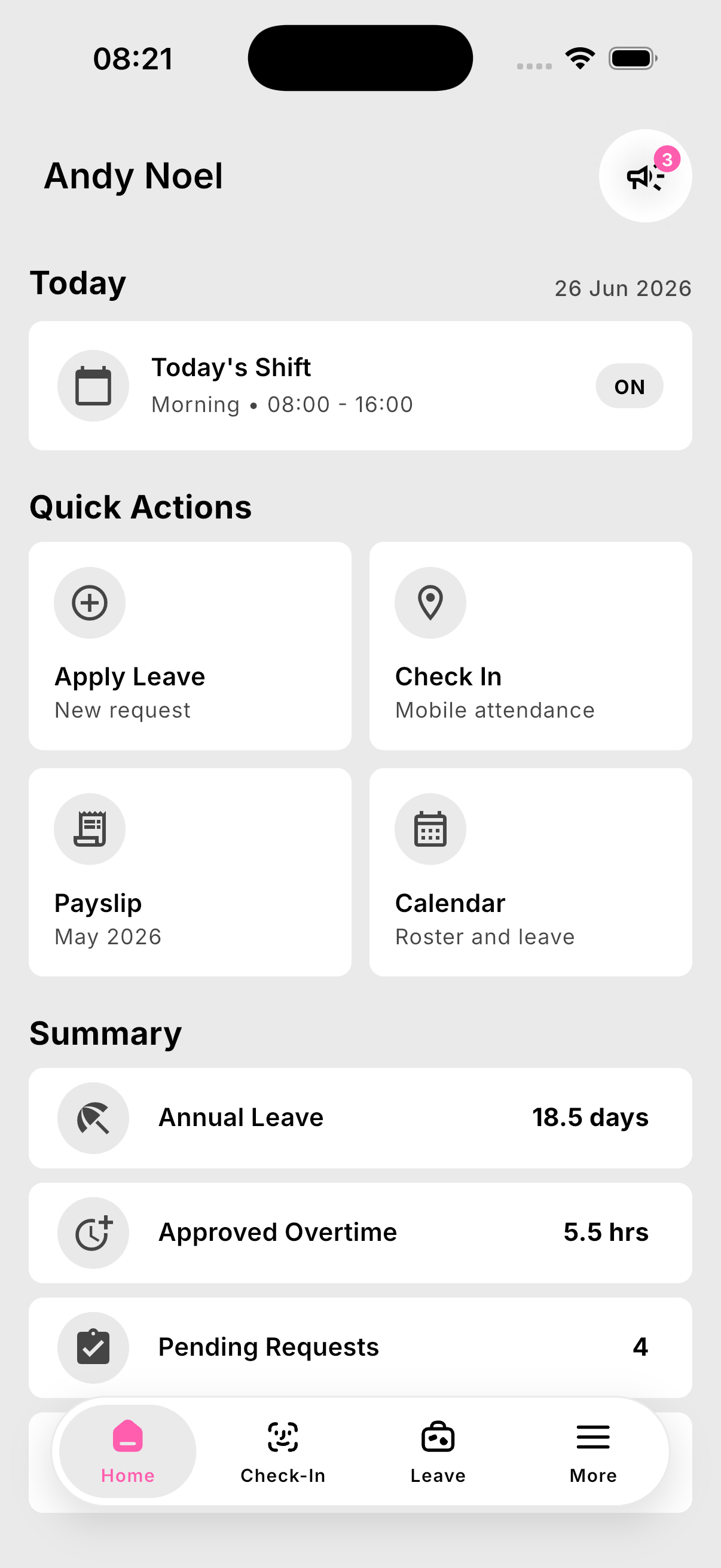 Human Capital GO home dashboard