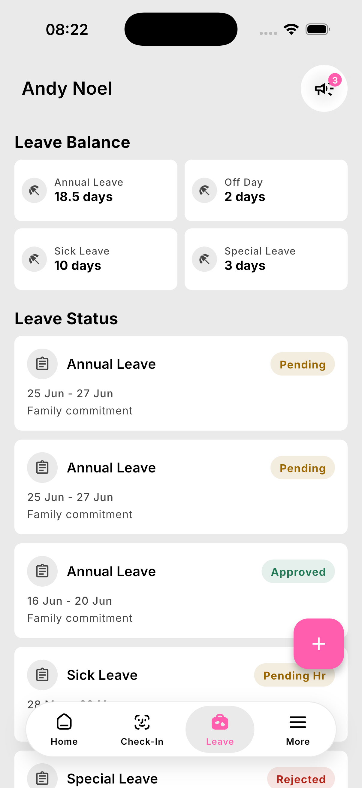 Human Capital GO leave balance and request status