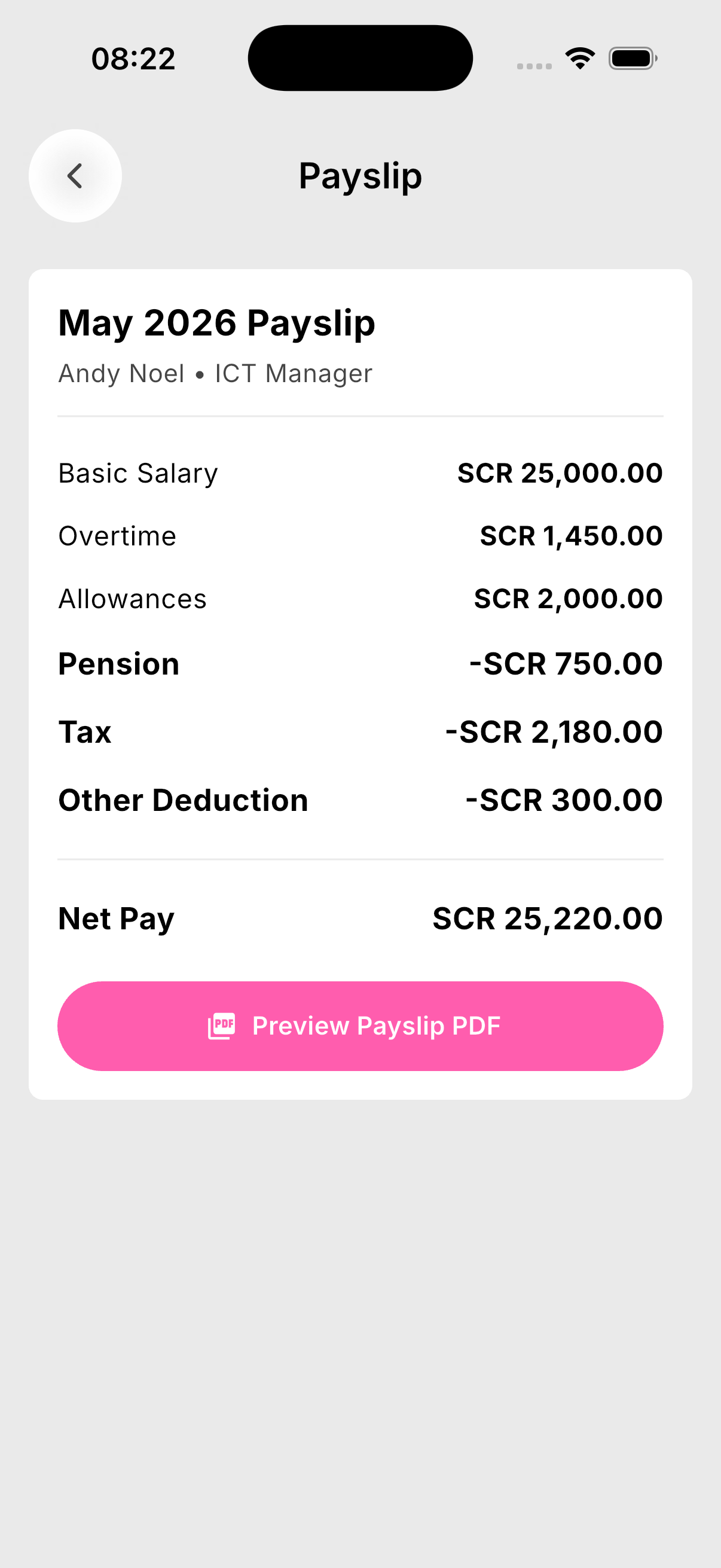 Payslip details