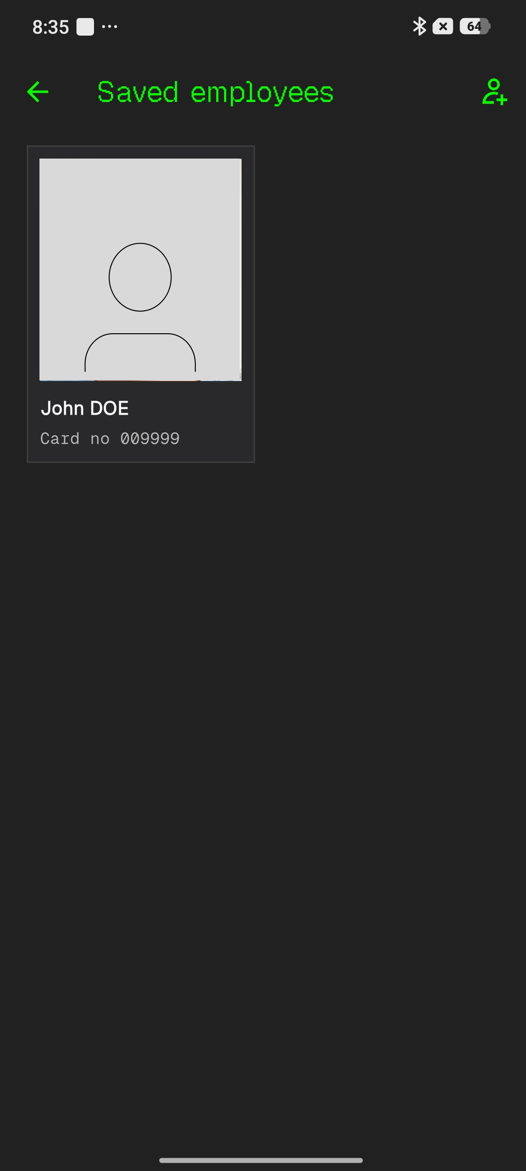 WorkSpace saved employees screen with blocked face