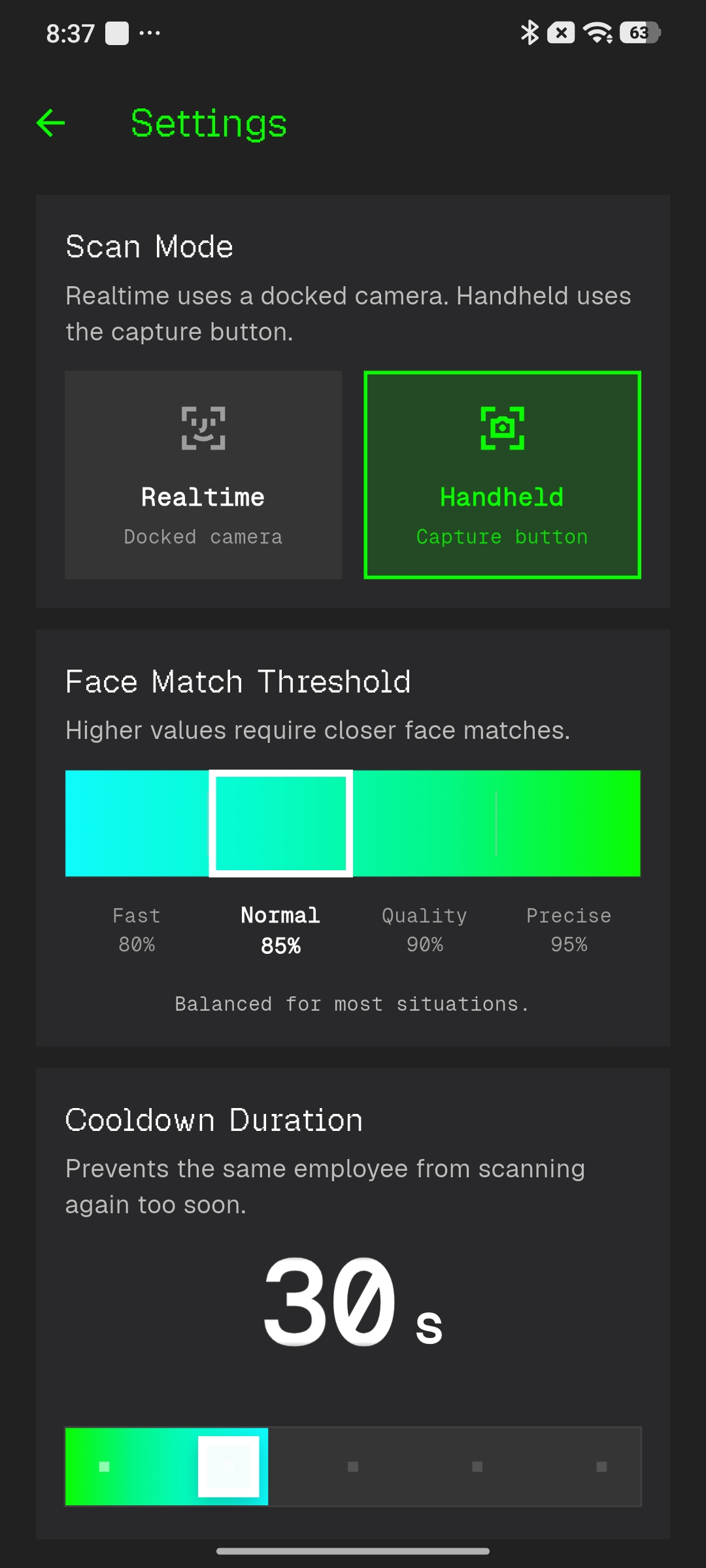 WorkSpace scanner settings